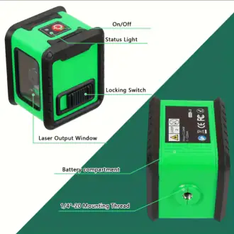 2-line laser level with green beams, вид при наведении