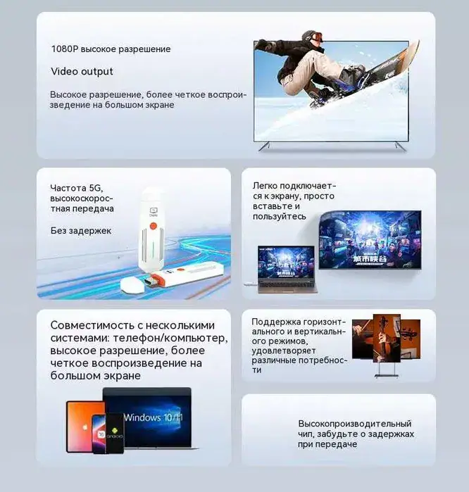 Wireless HDMI Transmitter and Receiver,50M Decoding 1080P Output, вид 4